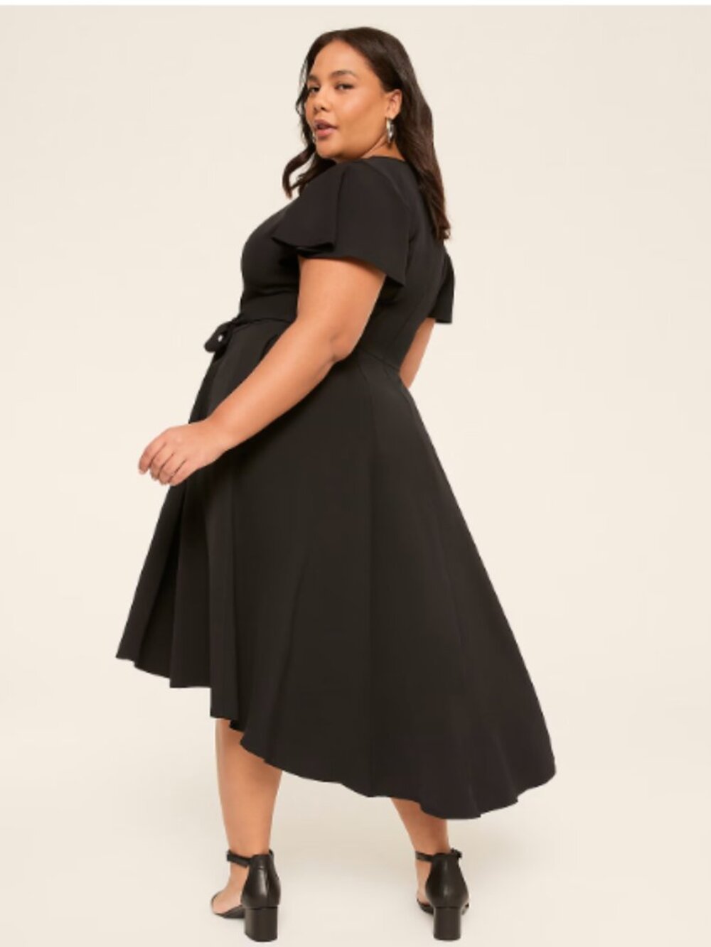 Lena V-Neck High-Low Midi Dress